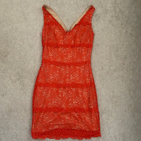 Red Orange Tank Bodycon Dress - Picture 1 of 5